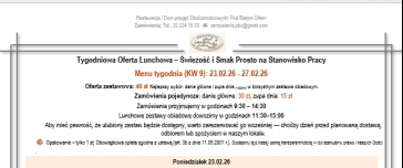 Tygodniowa Oferta Lunchowa. Tydzień KW 9 & Smaki na Życzenie 